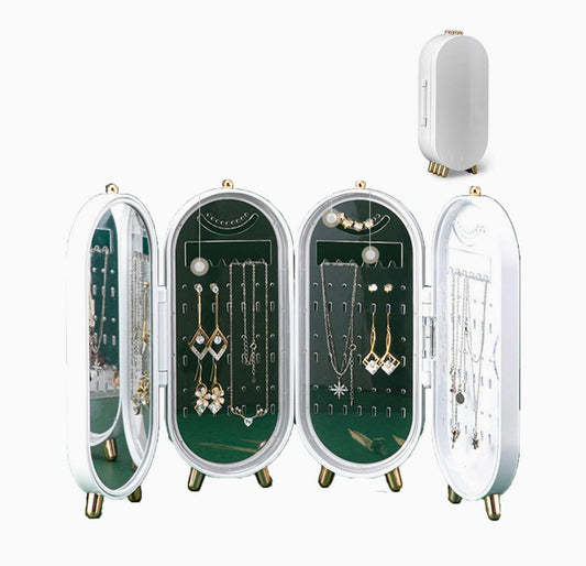 Joyero Plegable Verde Organizador De Aros Cadenas Y Anillos