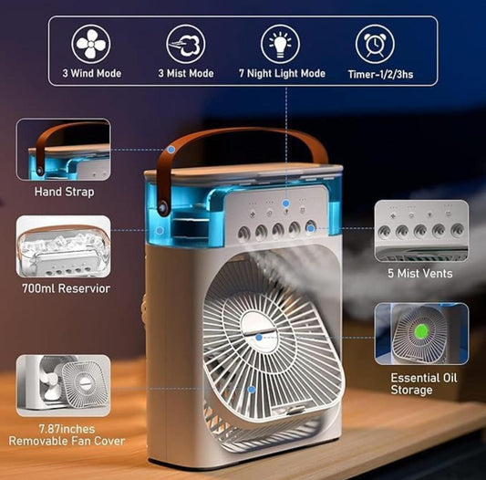 Ventilador Humificador Con Luz - Negro