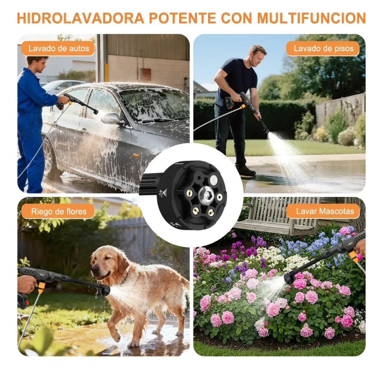 Hidrolavadora Inalámbrica Portátil de Alta Presión Con 2 Baterías De 48V Boquilla Multifunción