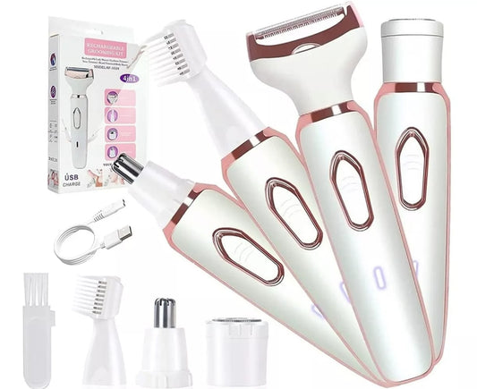 Depiladora 4 En 1 Bikini Cejas Rostro Piernas Y Nariz Recargable USB