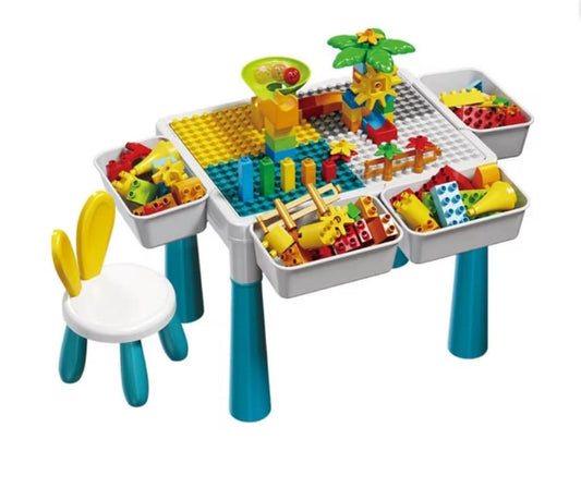 Mesa Para Bloques De Construccion Con Silla Y Bloques