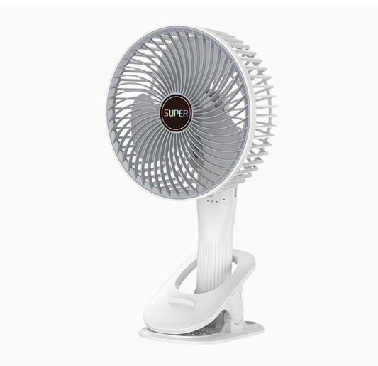 Ventilador De Mesa Recargable Blanco Con 3 Fijaciones