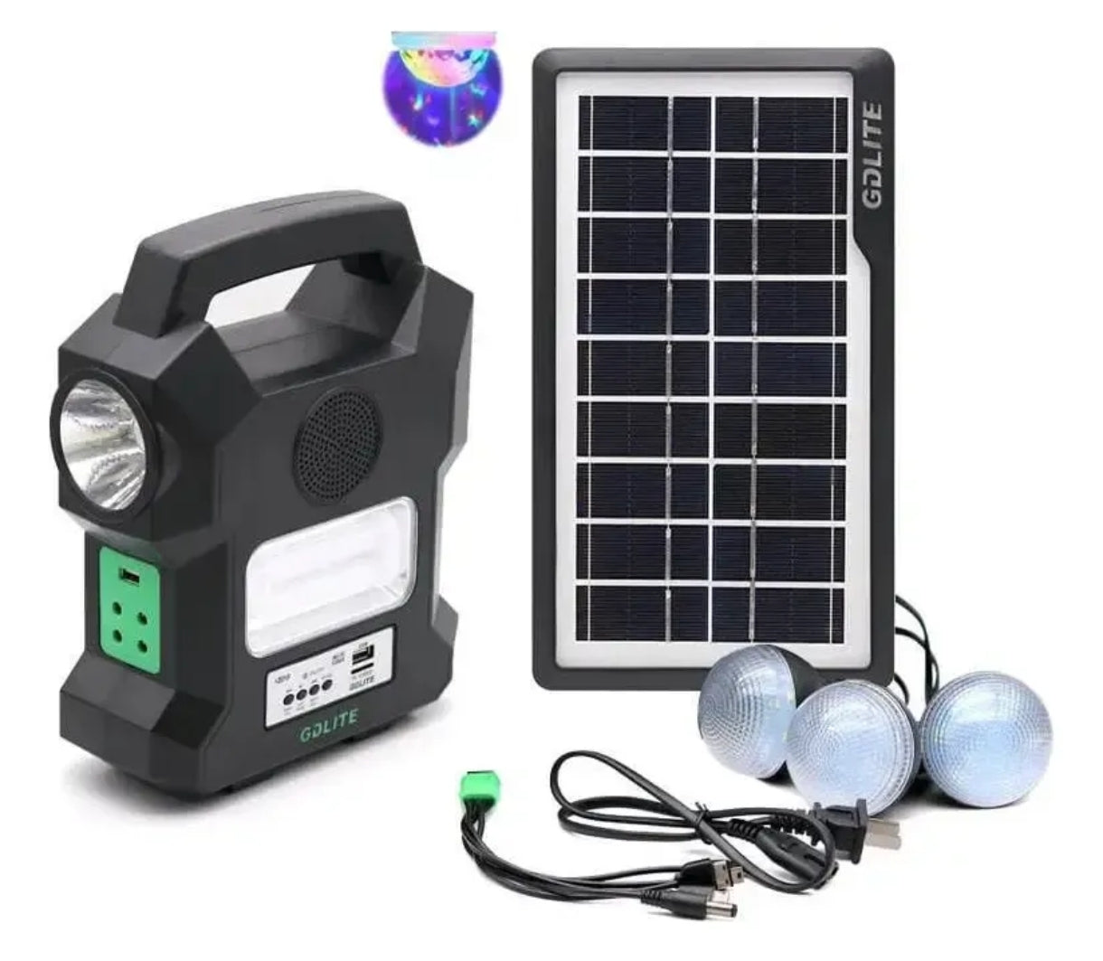 Kit Solar De Emergencia + Radio + Linterna + 3 Ampolletas + USB